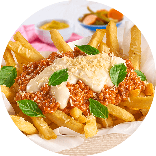 Papas Delgadas a la Boloñesa